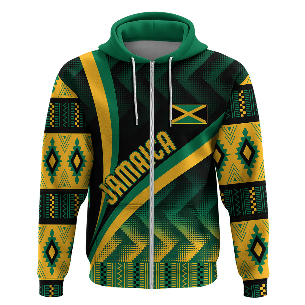 Personalised Jamaica Hoodie Kente Pattern Basic - Black LT7