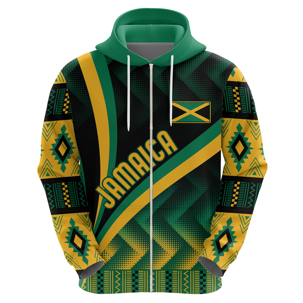 Personalised Jamaica Hoodie Kente Pattern Basic - Black LT7