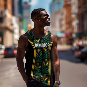Afro-Jamaica Custom Men Tank Top Reggae Boyz Ethnic Motifs LT7