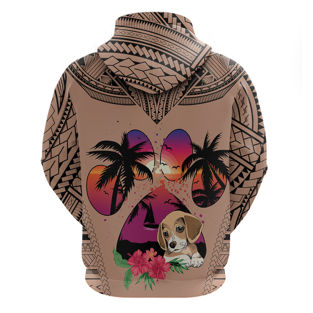 Polynesian Hoodie Dog Lover With Beagle - Sunset At The Beach Brown Ver LT7