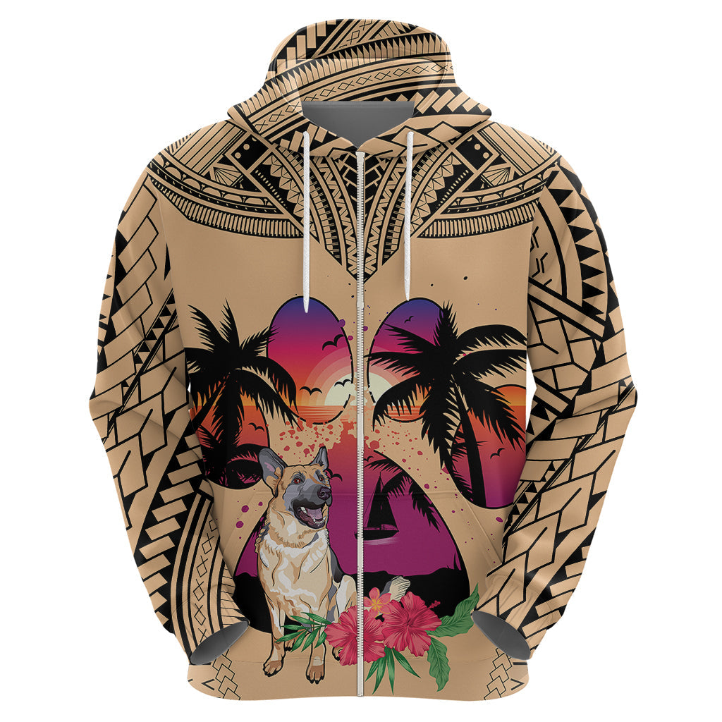 Polynesian Hoodie Dog Lover With German Shepherd - Sunset At The Beach LT7