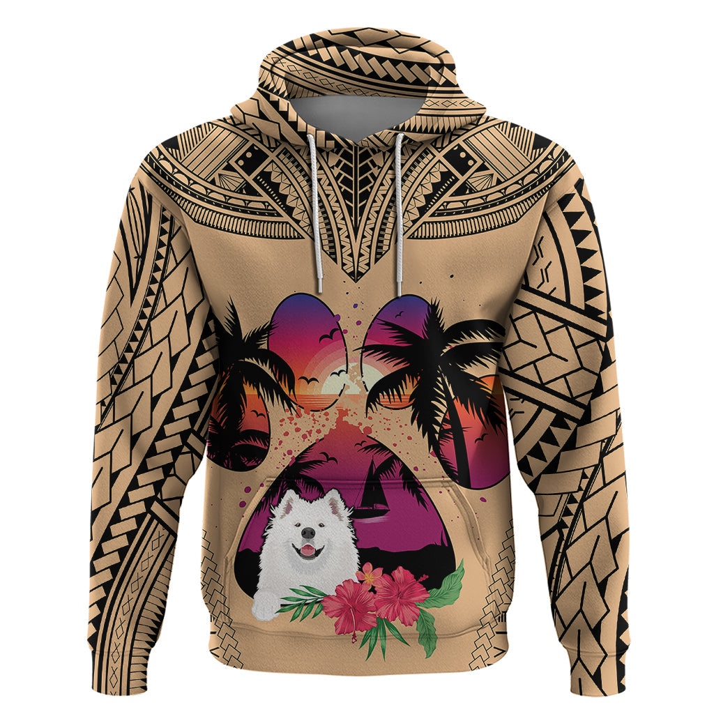 Polynesian Hoodie Dog Lover With Samoyed - Sunset At The Beach LT7