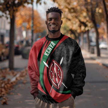 Kenya Personalized Sweatshirt Mashujaa Day Lion Warrior LT7