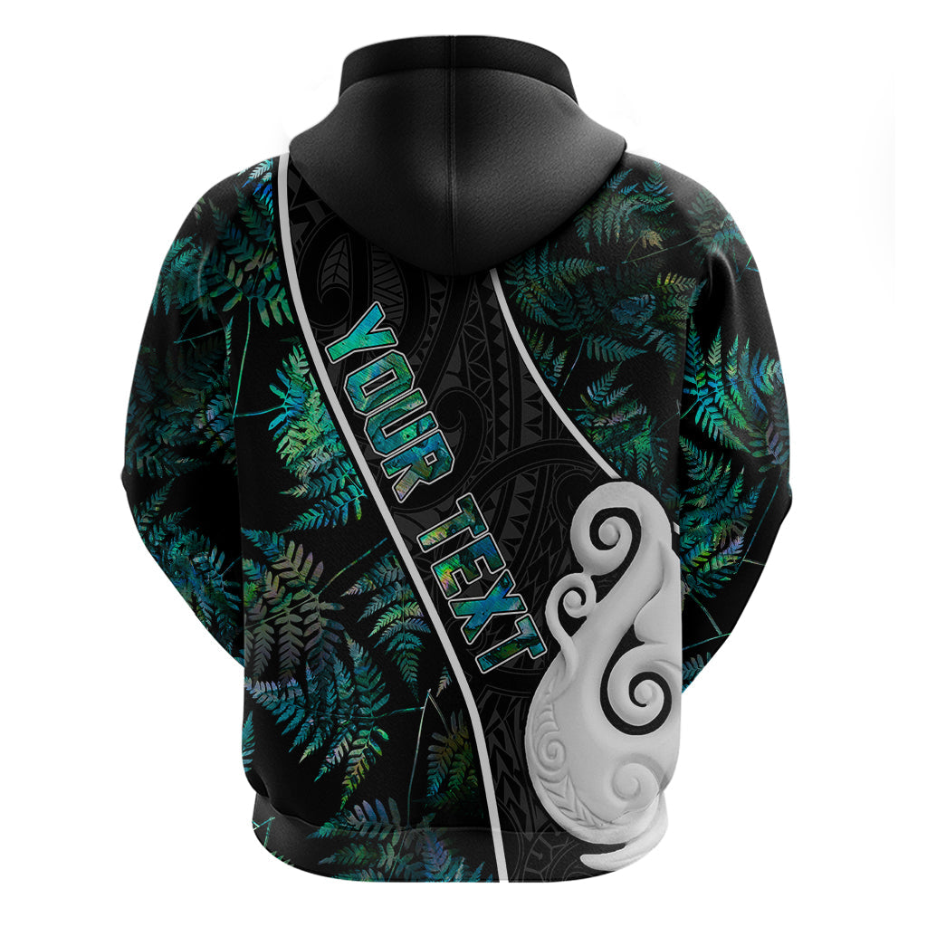 Personalised New Zealand Hoodie Paua Shell Maori Manaia with Silver Ferns LT7