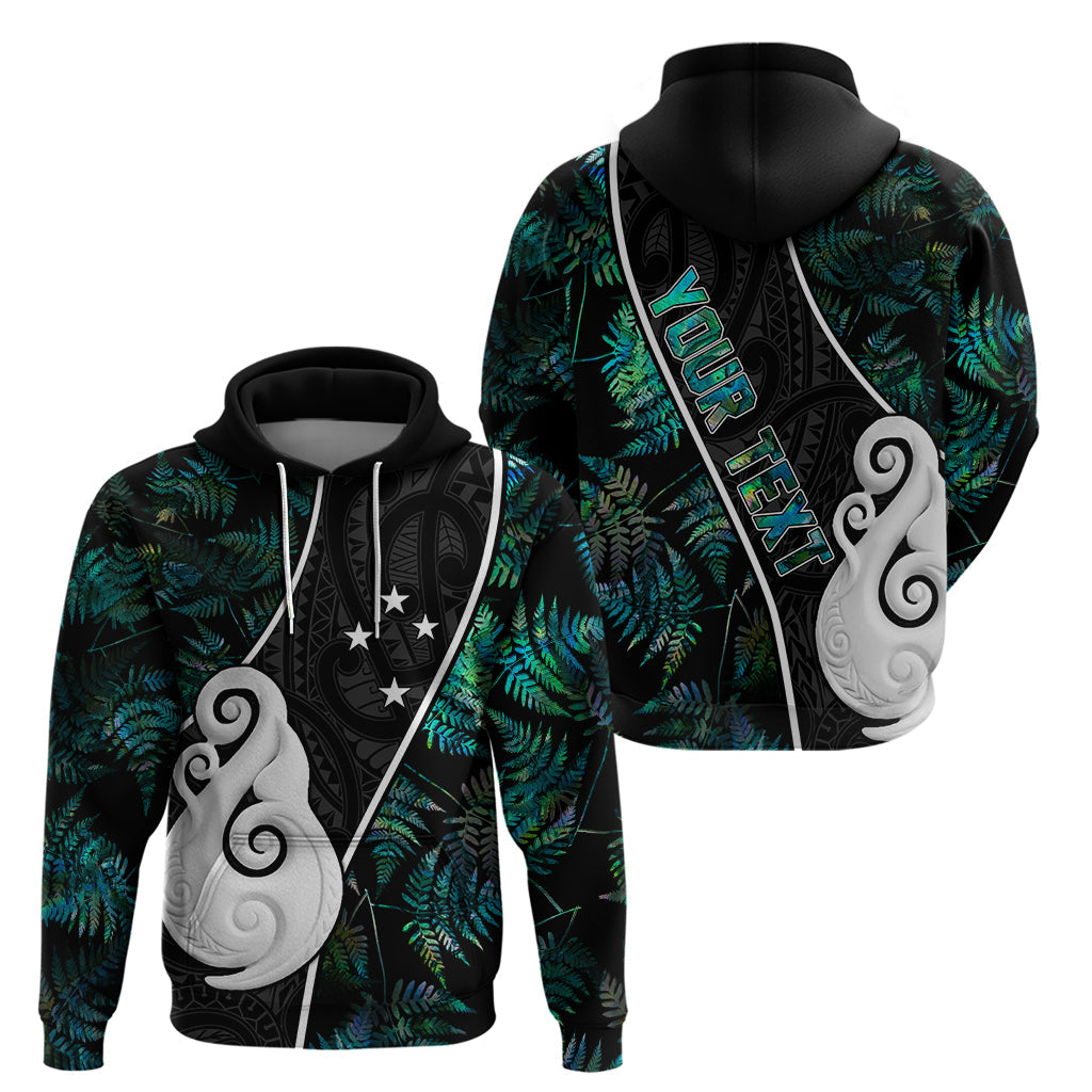 Personalised New Zealand Hoodie Paua Shell Maori Manaia with Silver Ferns LT7