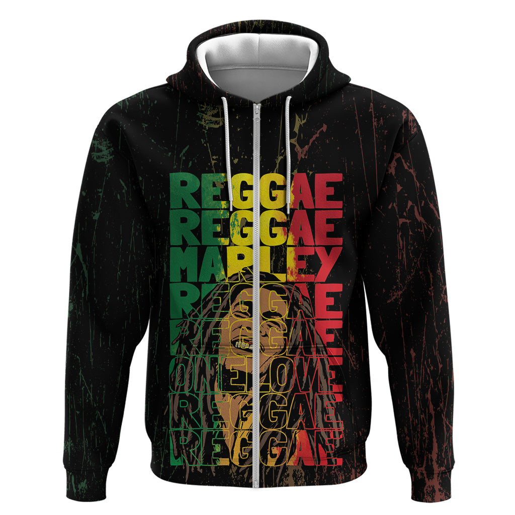 Reggae King Marley Hoodie Typeset Grunge Style LT7