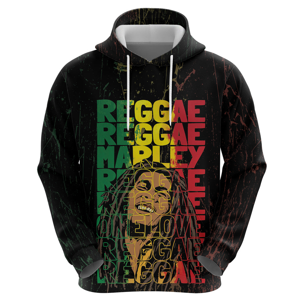 Reggae King Marley Hoodie Typeset Grunge Style LT7
