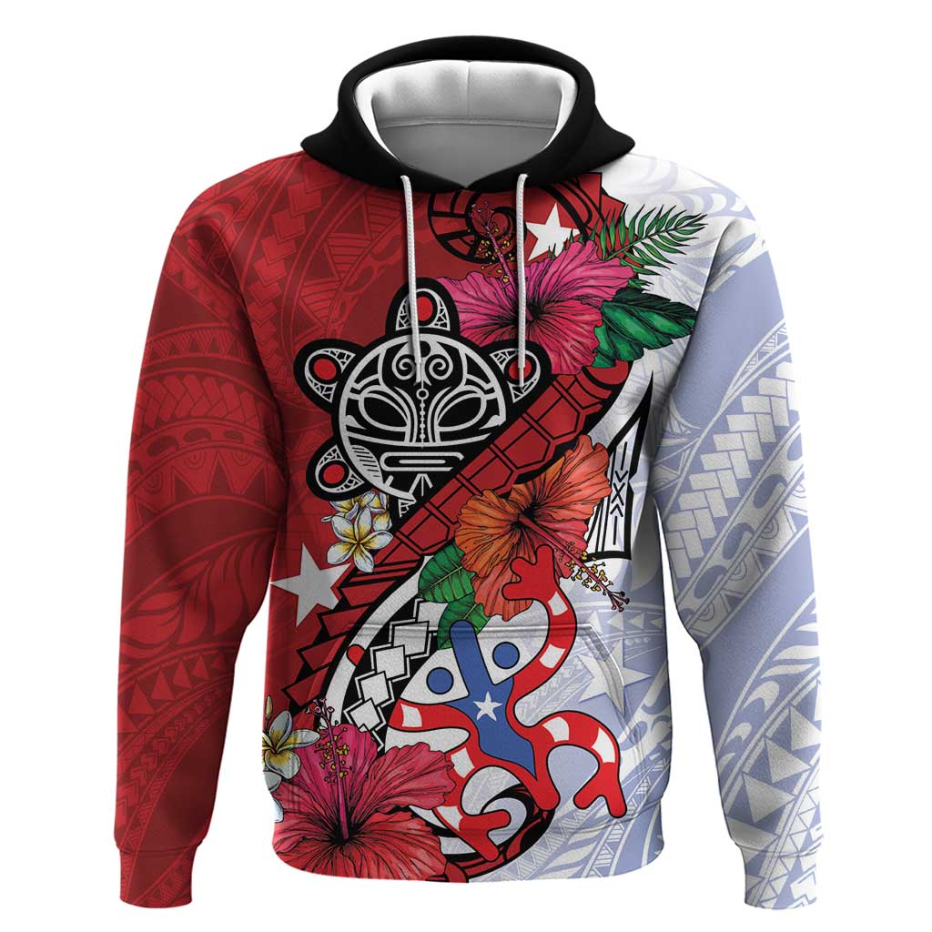 Puerto Rico Boricua Hoodie Taino - Polynesia Tribal Mix LT7