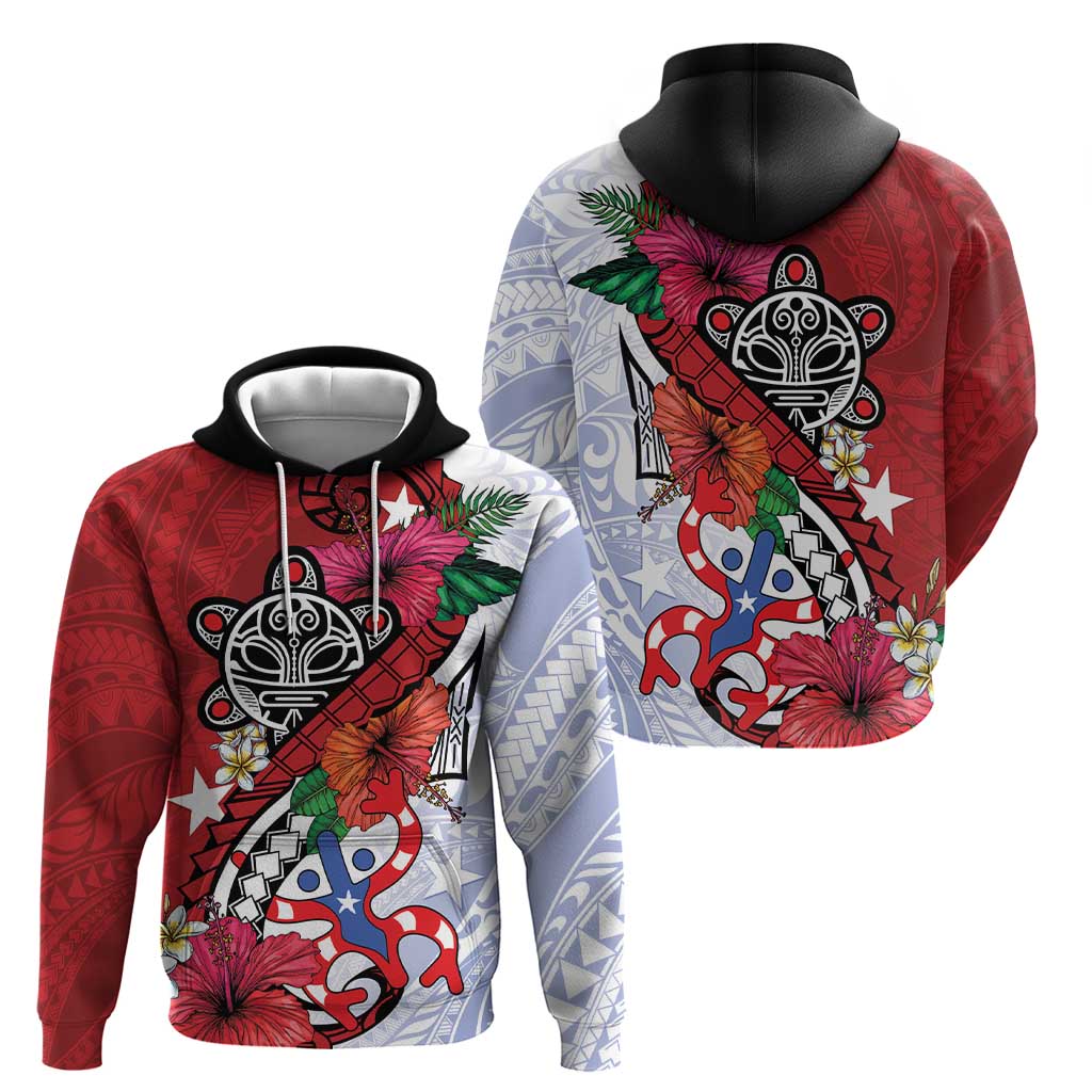 Puerto Rico Boricua Hoodie Taino - Polynesia Tribal Mix LT7