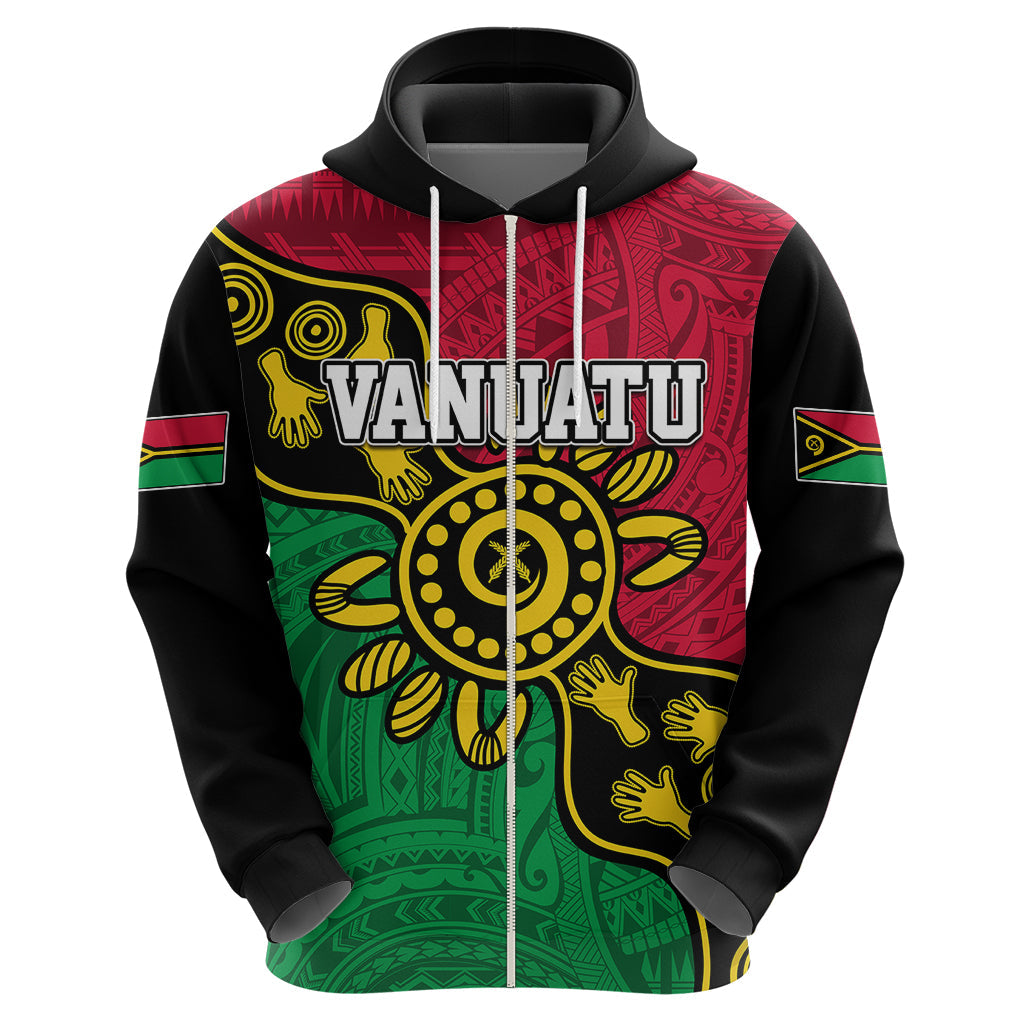 Personalised Vanuatu Hoodie Mix Aboriginal Dot Art LT7