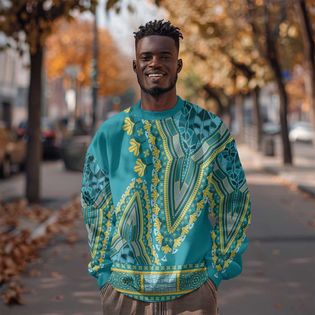 Dashiki Sweatshirt Luxury Afro - Teal LT7