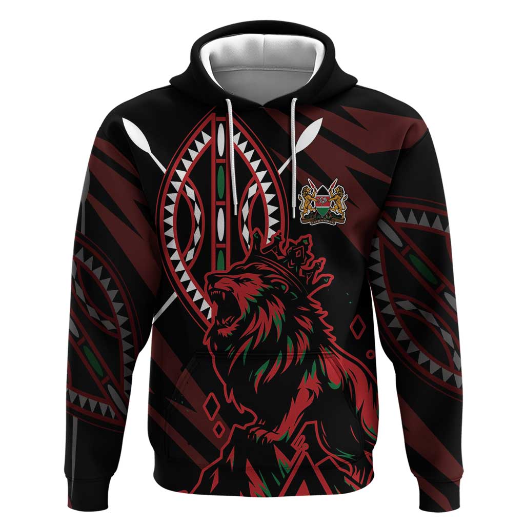 Kenya King Lion Personalized Hoodie Stylized Maasai Shield LT7