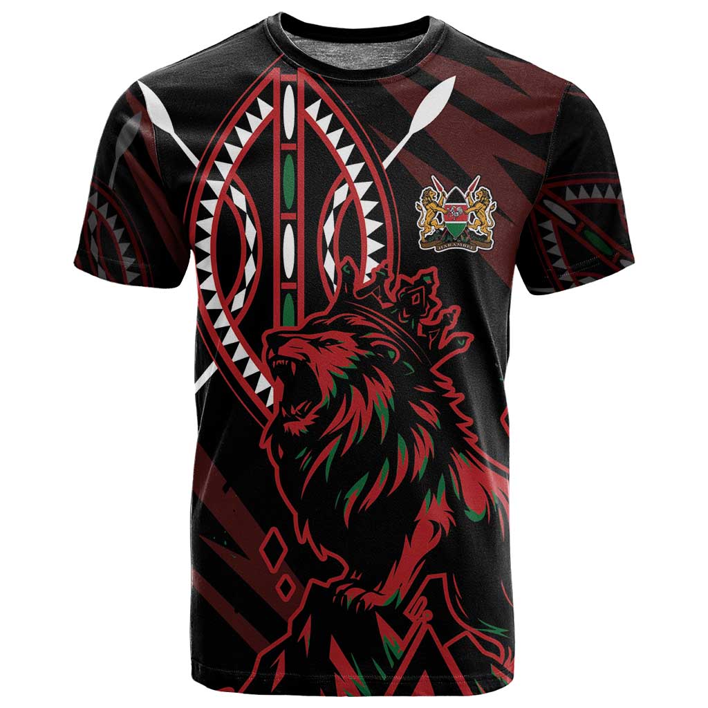 Kenya Personalized Lion T shirt Stylized Maasai Shield LT7
