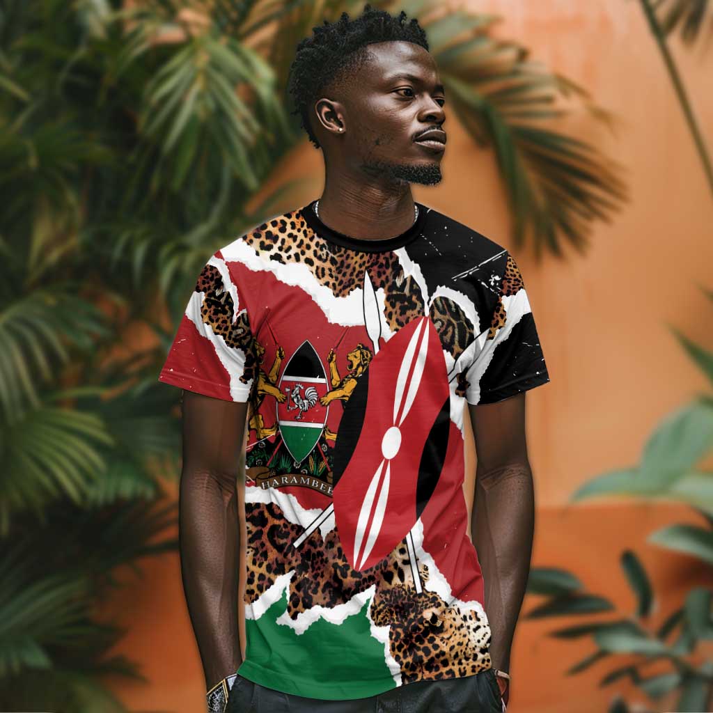 Kenya T shirt Mix Animal Skin Pattern Grunge Style LT7