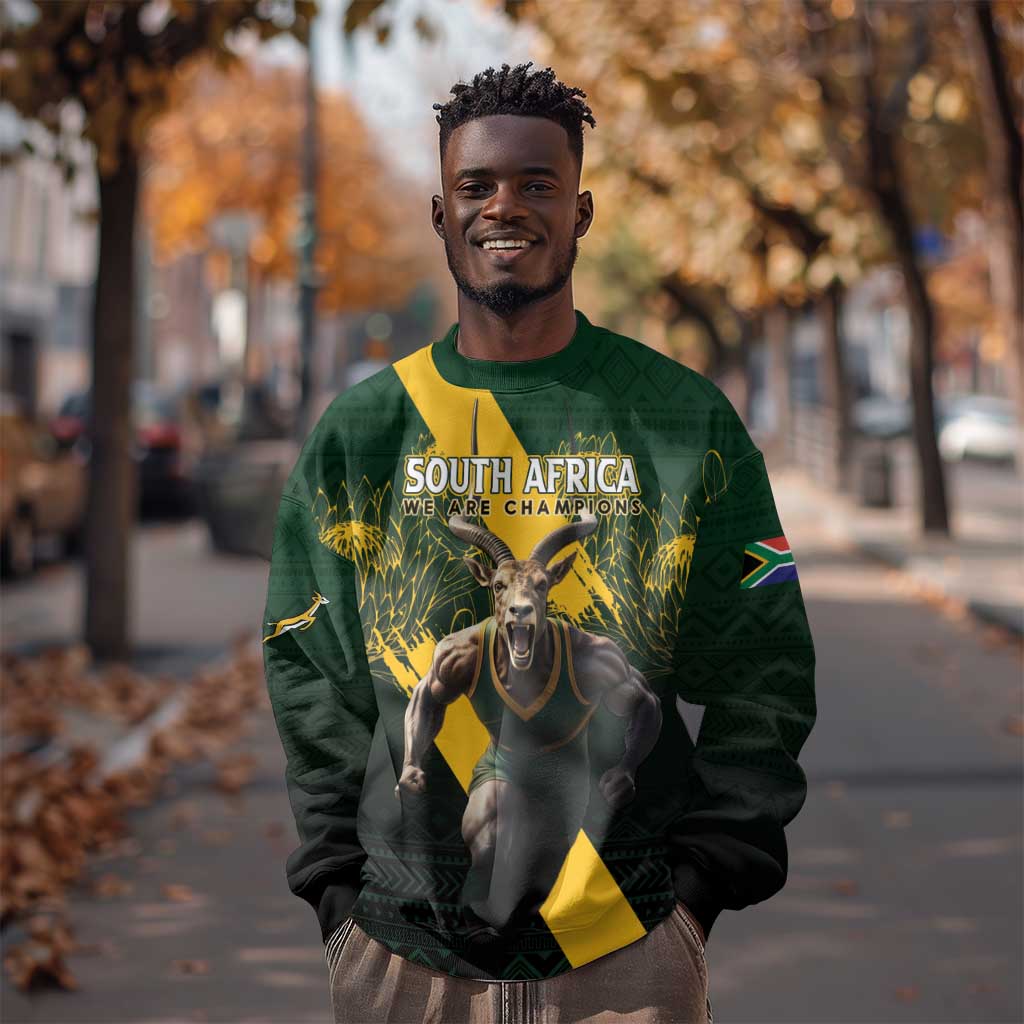 Personalised South Africa Rugby Sweatshirt Proud Bokke We Are Champions LT7