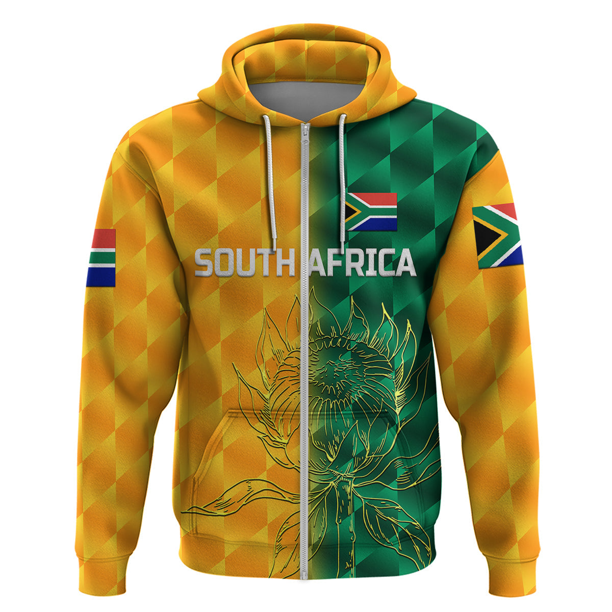 Custom South Africa Proteas CrickeHoodie Simple Yellow LT8