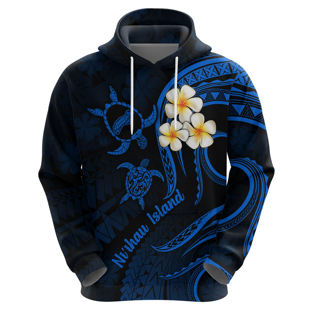Hawaii Hoodie Niihau Islands Polynesian Sunset Plumeria Blue Vibe LT9