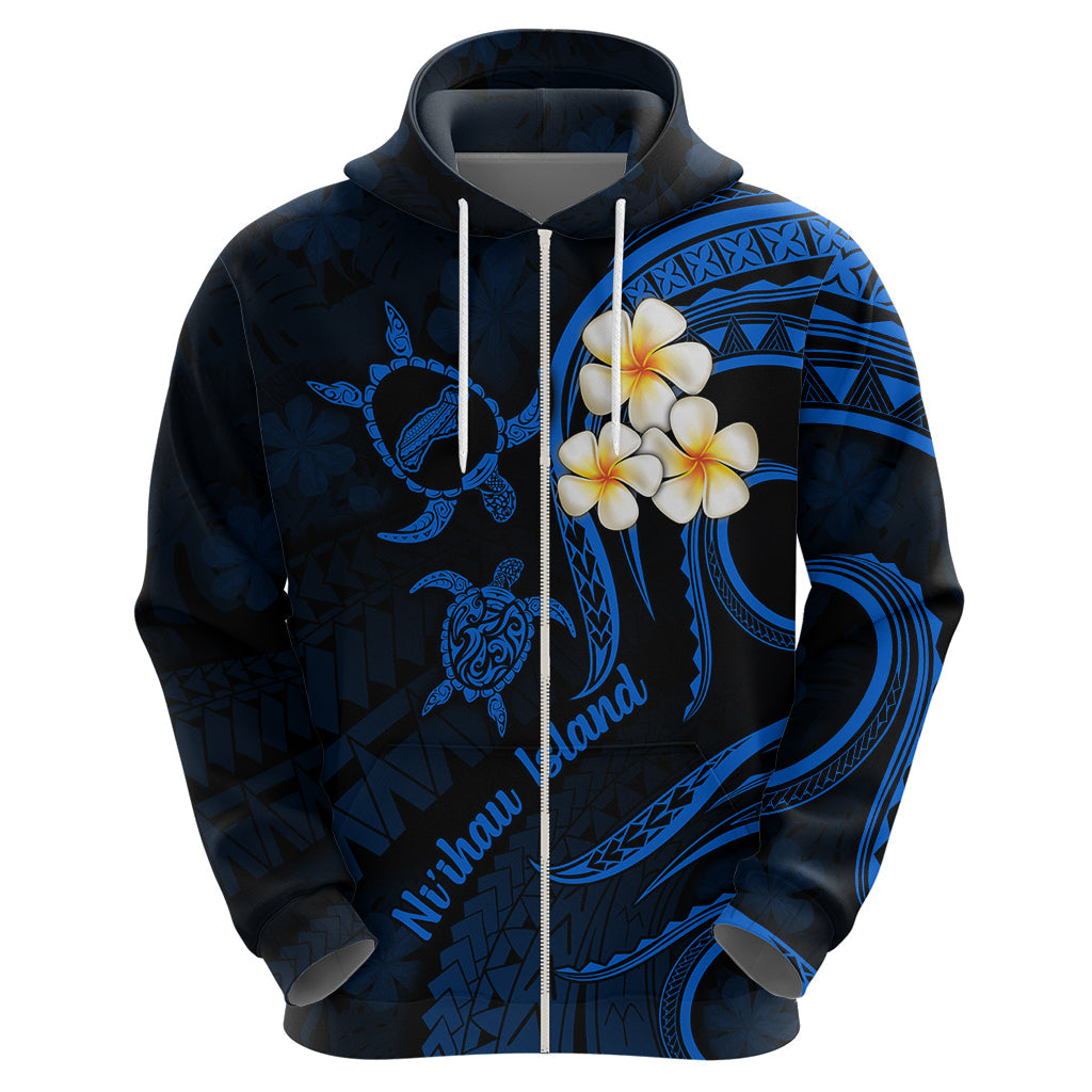 Hawaii Hoodie Niihau Islands Polynesian Sunset Plumeria Blue Vibe LT9