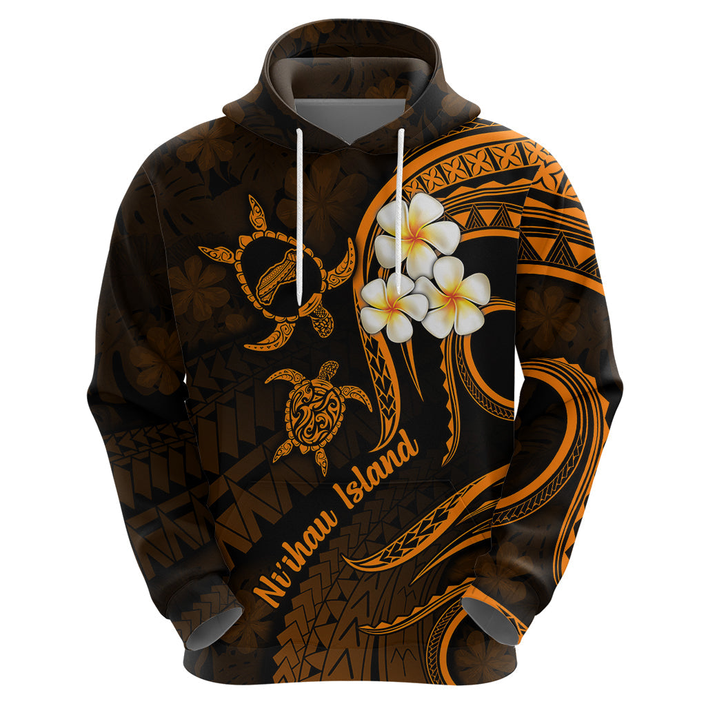 Hawaii Hoodie Niihau Islands Polynesian Sunset Plumeria Gold Vibe LT9