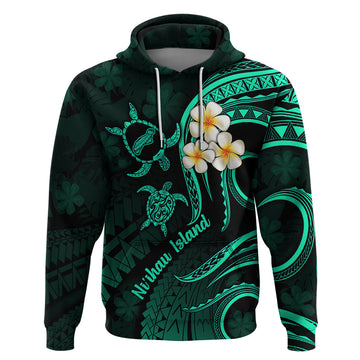 Polynesian Hawaii Hoodie Niihau Islands with Pacific Plumeria Turquoise Vibe LT9