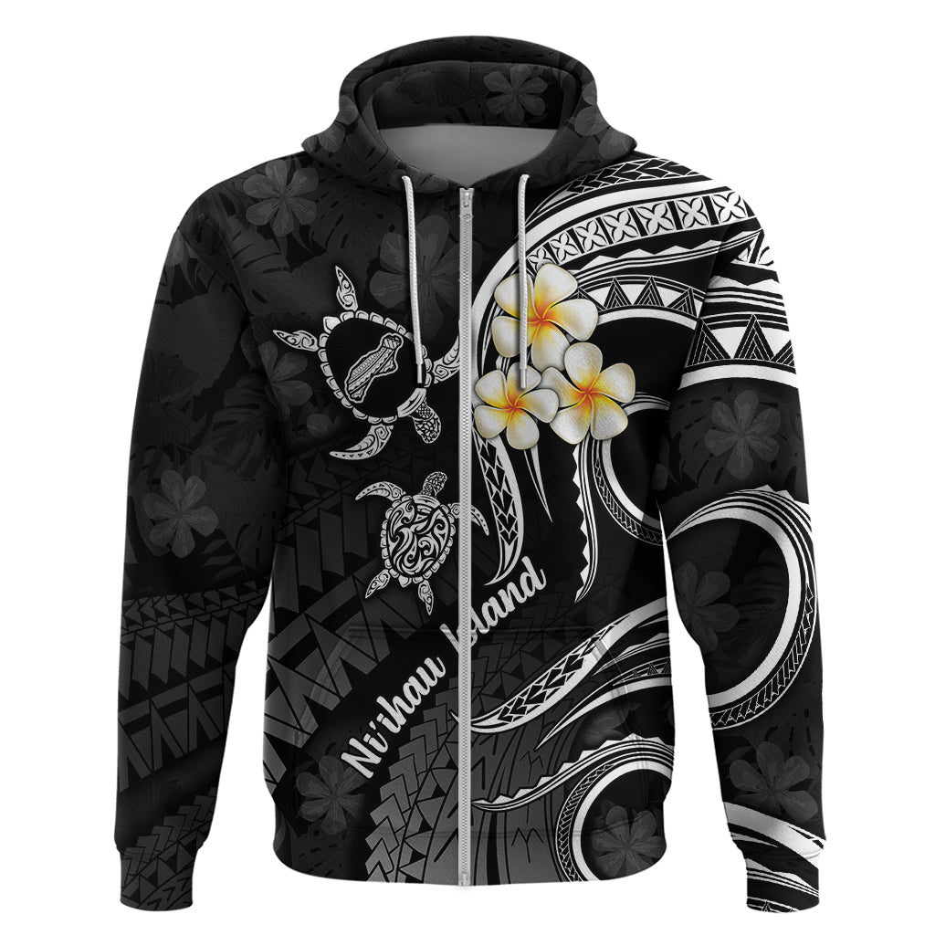 Polynesian Hawaii Hoodie Niihau Islands with Pacific Plumeria White Vibe LT9