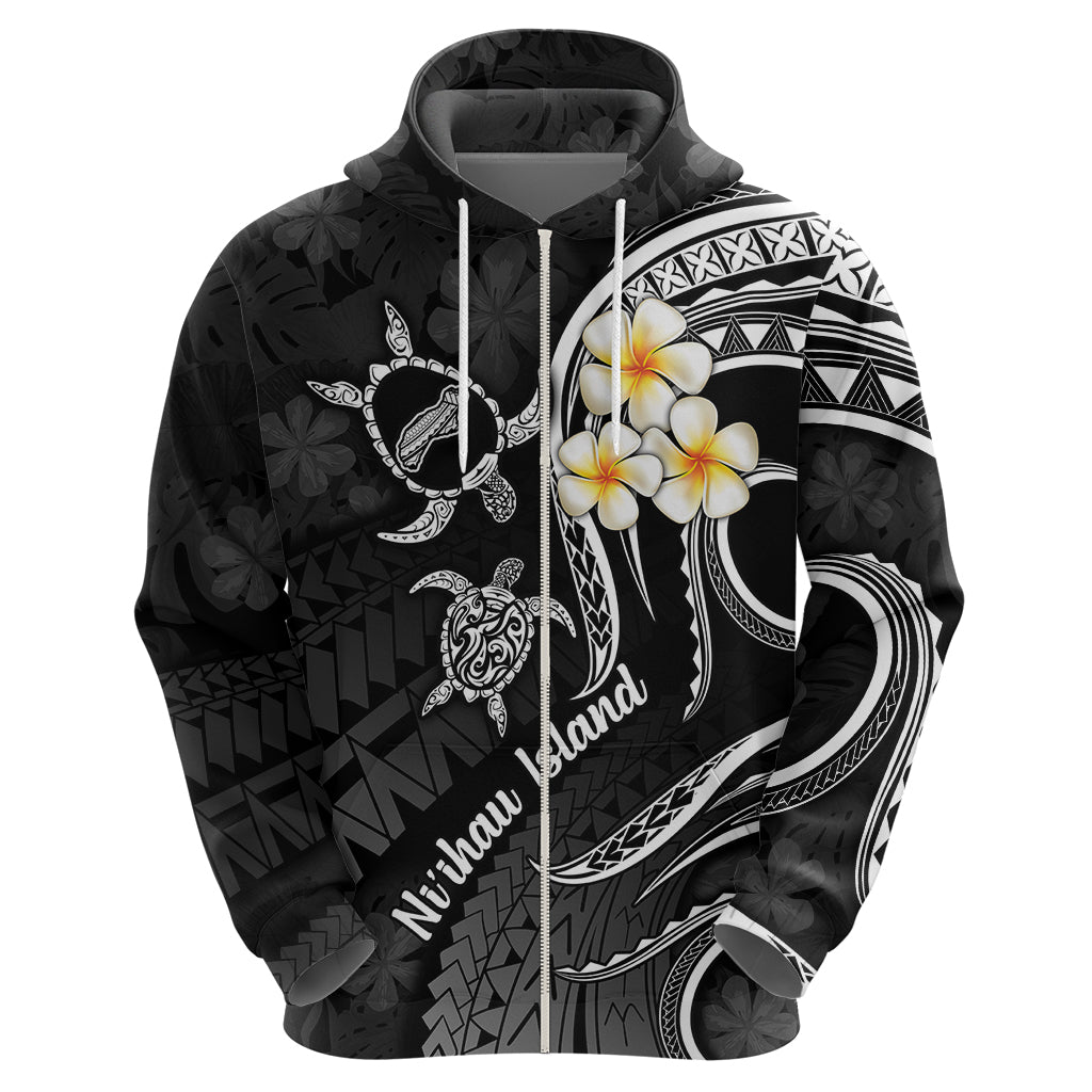 Polynesian Hawaii Hoodie Niihau Islands with Pacific Plumeria White Vibe LT9