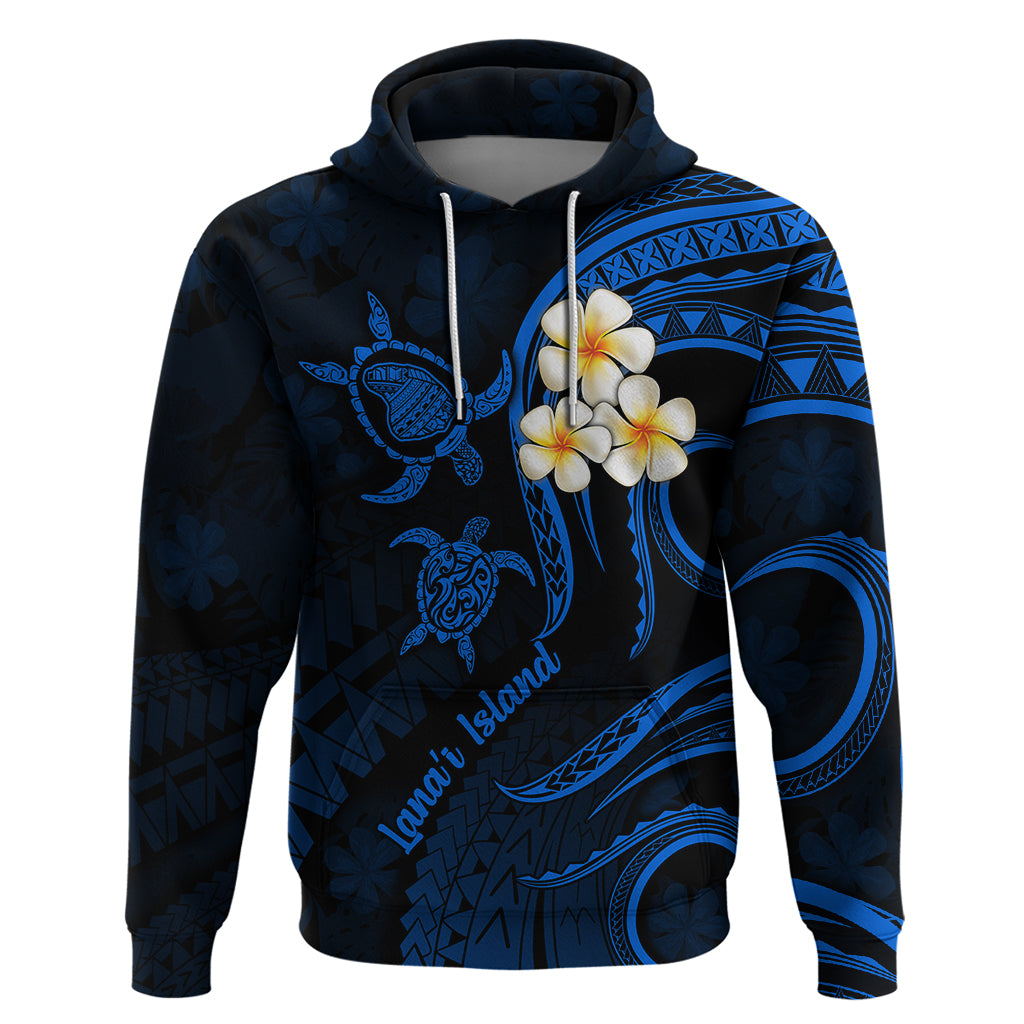 Hawaii Hoodie Lanai Islands Polynesian Sunset Plumeria Blue Vibe LT9
