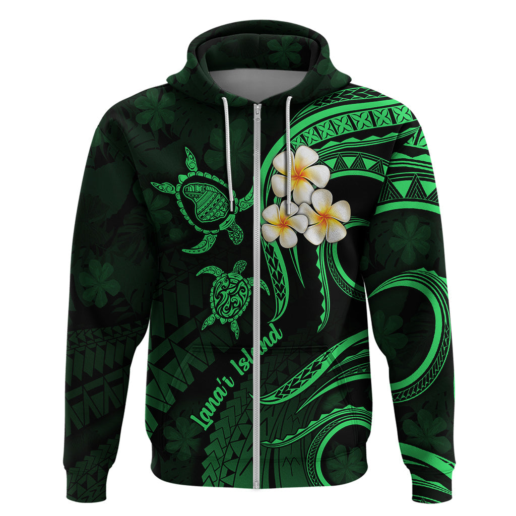 Hawaii Hoodie Lanai Islands Polynesian Sunset Plumeria Green Vibe LT9