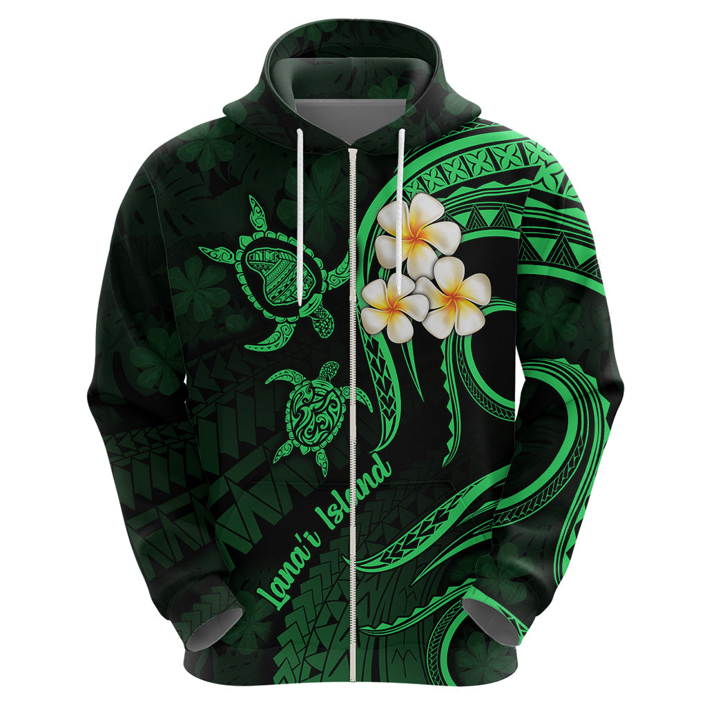 Hawaii Hoodie Lanai Islands Polynesian Sunset Plumeria Green Vibe LT9