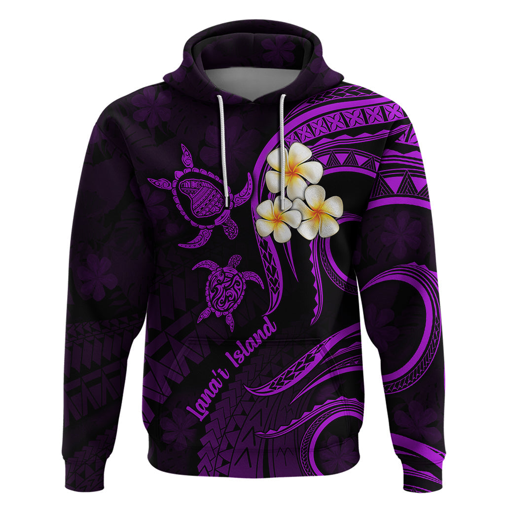 Polynesian Hawaii Hoodie Lanai Islands with Pacific Plumeria Purple Vibe LT9