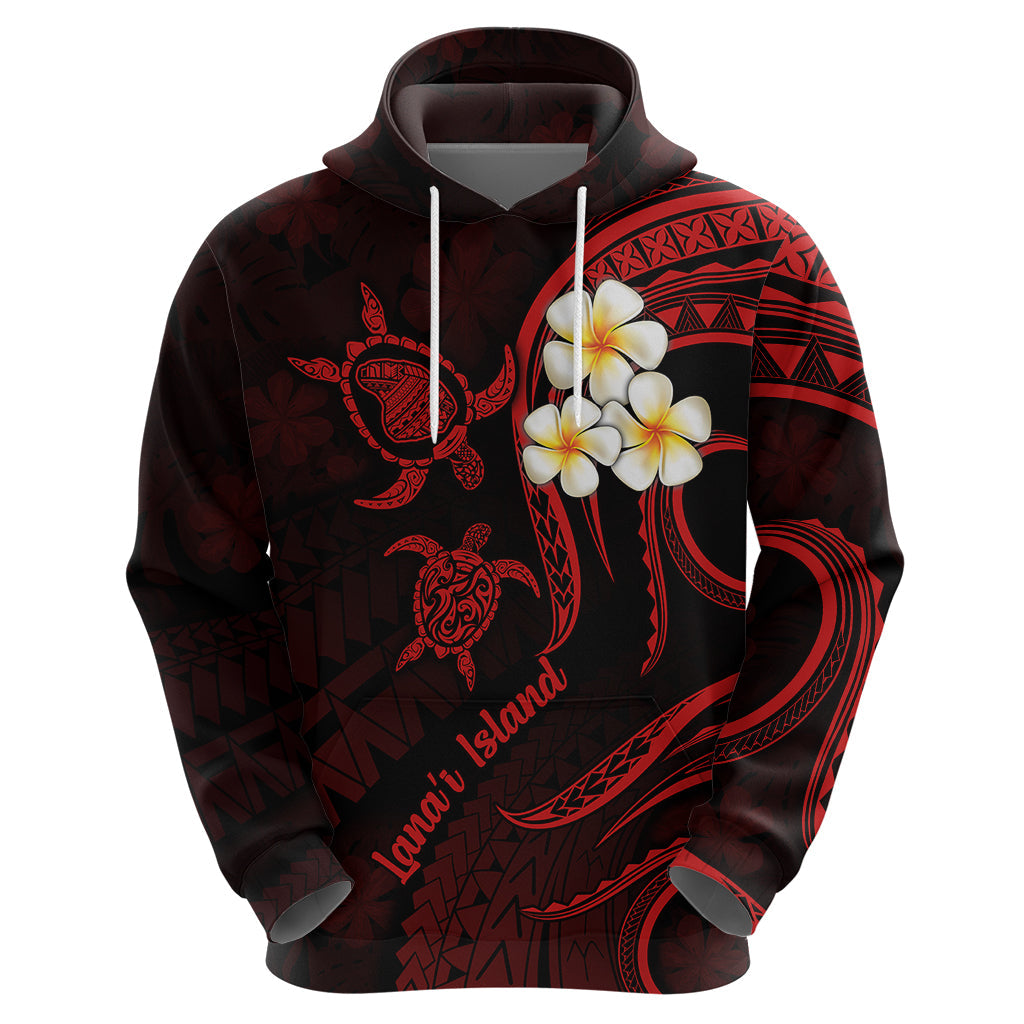 Polynesian Hawaii Hoodie Lanai Islands with Pacific Plumeria Red Vibe LT9
