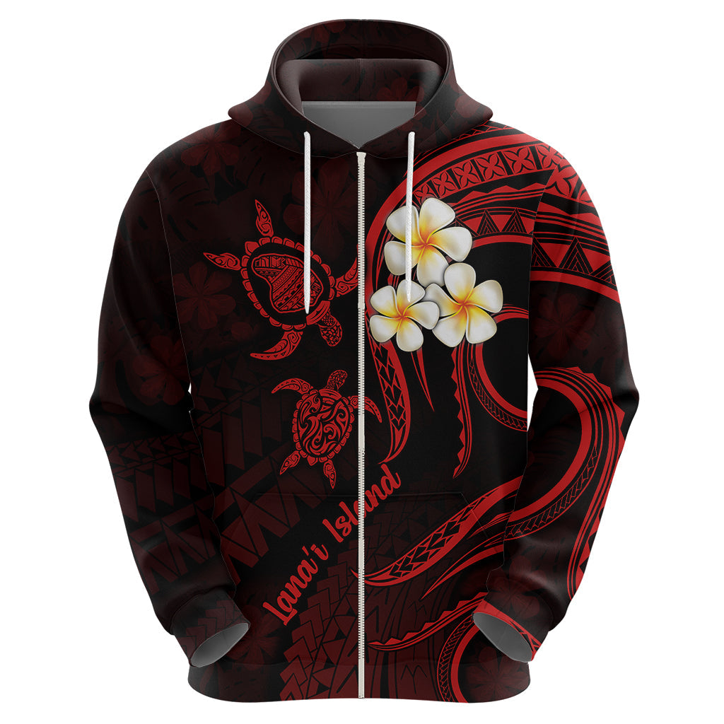 Polynesian Hawaii Hoodie Lanai Islands with Pacific Plumeria Red Vibe LT9