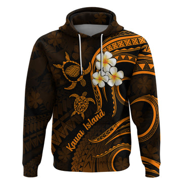Hawaii Hoodie Kauai Islands Polynesian Sunset Plumeria Gold Vibe LT9