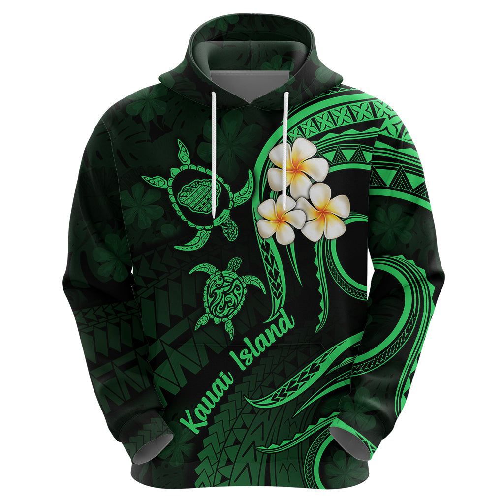 Hawaii Hoodie Kauai Islands Polynesian Sunset Plumeria Green Vibe LT9