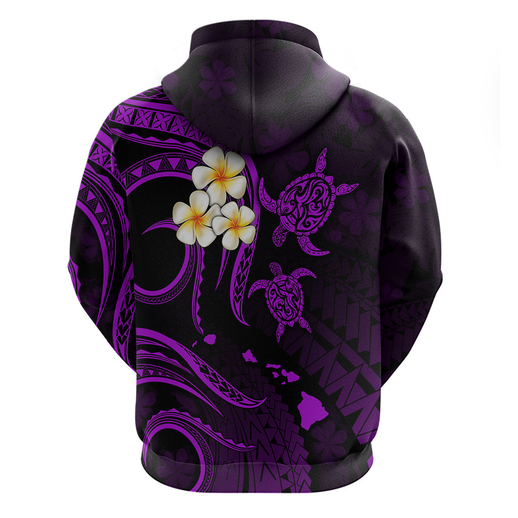 Polynesian Hawaii Hoodie Kauai Islands with Pacific Plumeria Purple Vibe LT9