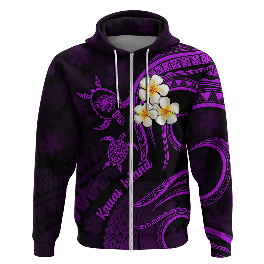 Polynesian Hawaii Hoodie Kauai Islands with Pacific Plumeria Purple Vibe LT9