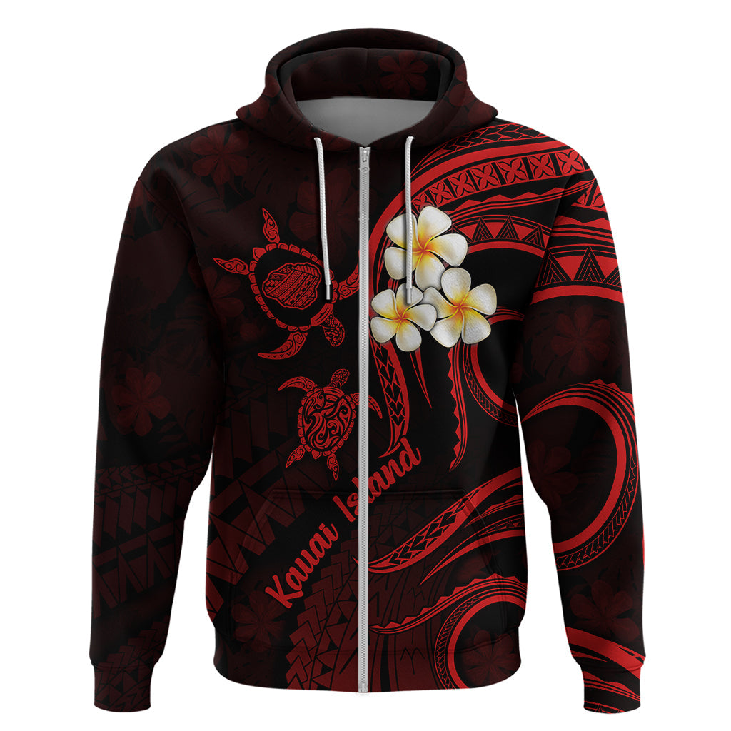 Polynesian Hawaii Hoodie Kauai Islands with Pacific Plumeria Red Vibe LT9