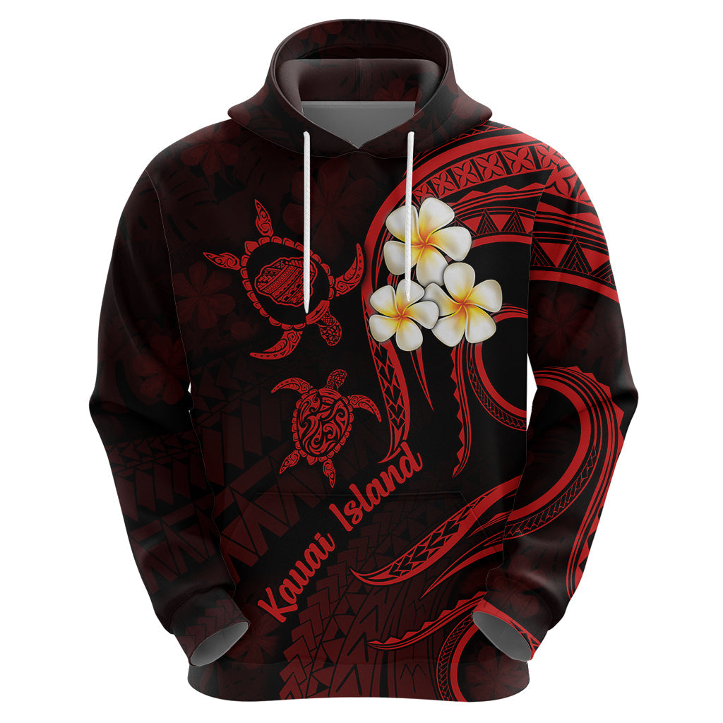 Polynesian Hawaii Hoodie Kauai Islands with Pacific Plumeria Red Vibe LT9