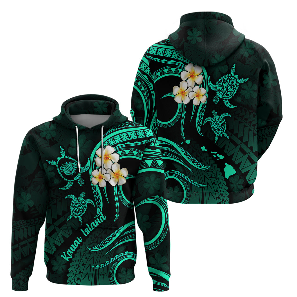 Polynesian Hawaii Hoodie Kauai Islands with Pacific Plumeria Turquoise Vibe LT9