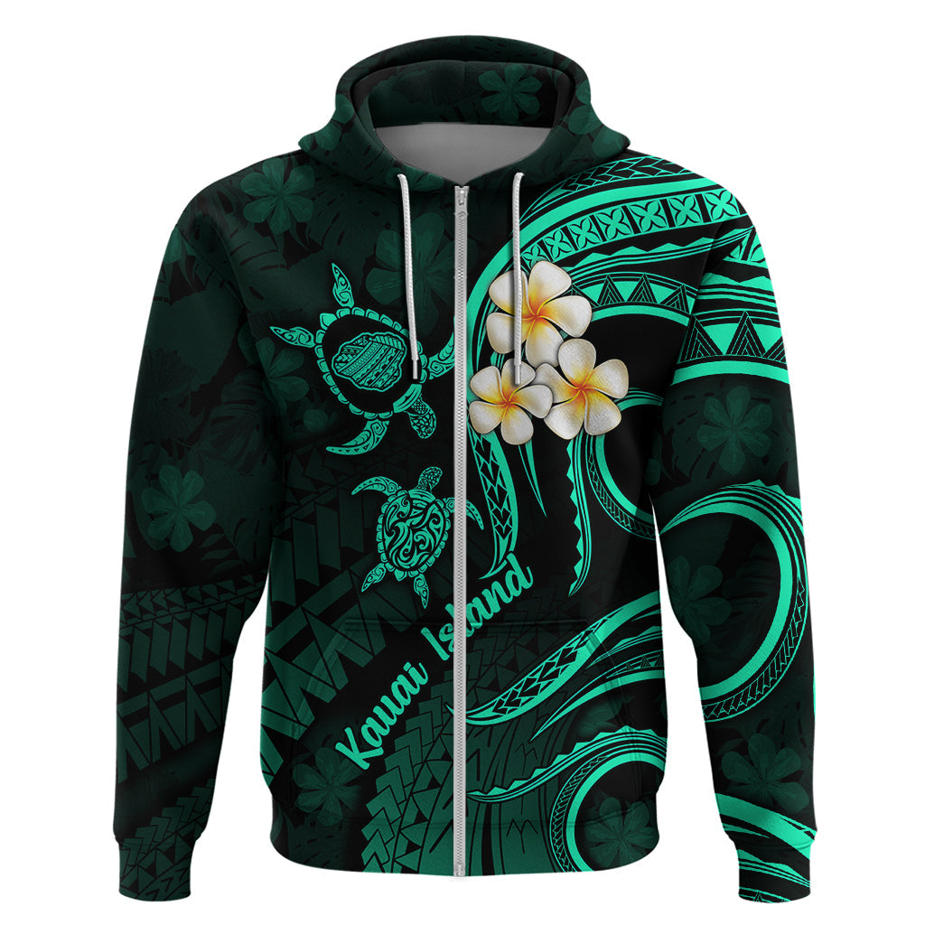 Polynesian Hawaii Hoodie Kauai Islands with Pacific Plumeria Turquoise Vibe LT9