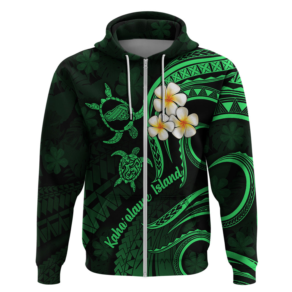 Hawaii Hoodie Kahoolawe Islands Polynesian Sunset Plumeria Green Vibe LT9