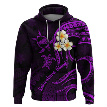 Polynesian Hawaii Hoodie Kahoolawe Islands with Pacific Plumeria Purple Vibe LT9