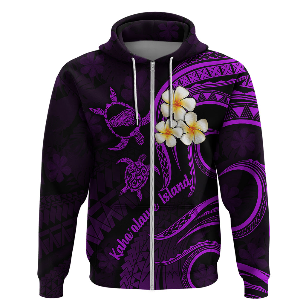 Polynesian Hawaii Hoodie Kahoolawe Islands with Pacific Plumeria Purple Vibe LT9