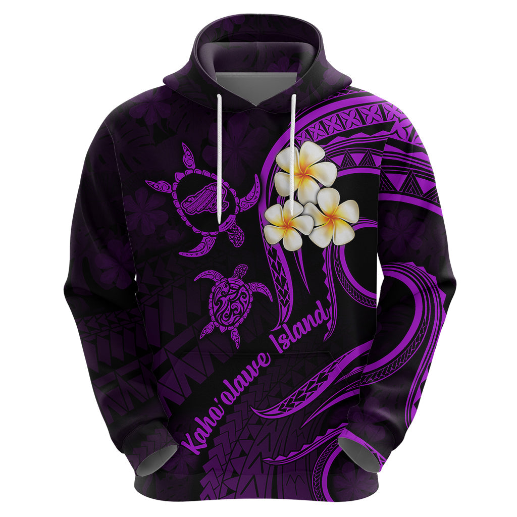 Polynesian Hawaii Hoodie Kahoolawe Islands with Pacific Plumeria Purple Vibe LT9