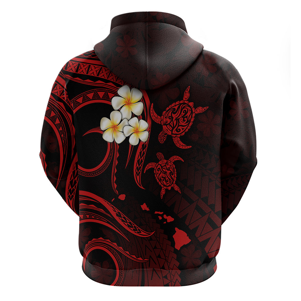 Polynesian Hawaii Hoodie Kahoolawe Islands with Pacific Plumeria Red Vibe LT9