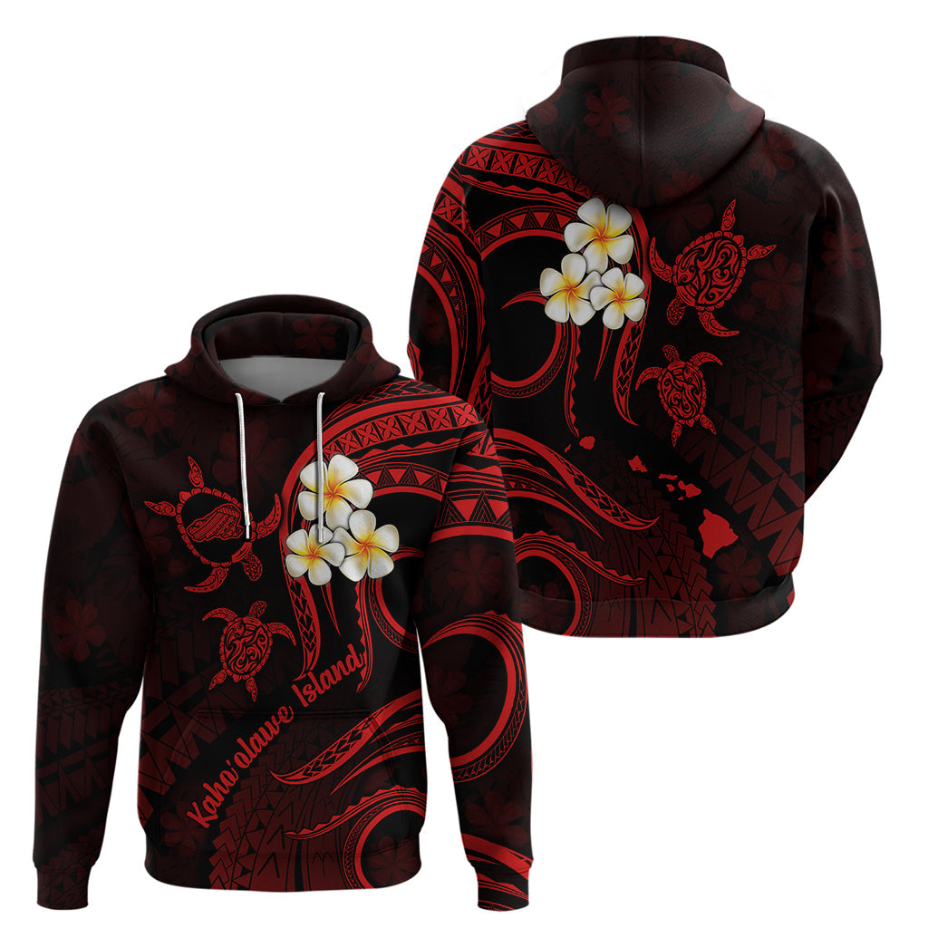 Polynesian Hawaii Hoodie Kahoolawe Islands with Pacific Plumeria Red Vibe LT9