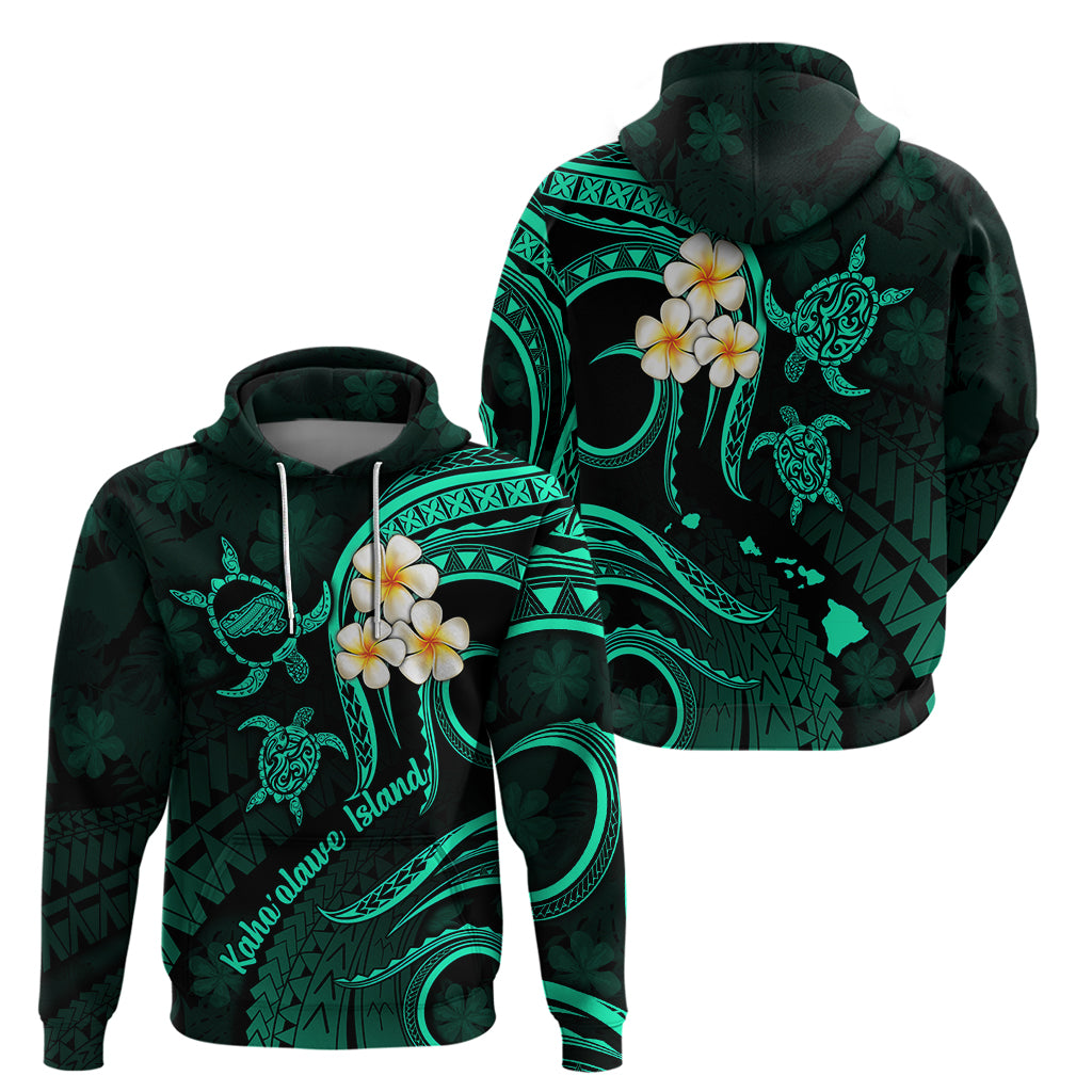 Polynesian Hawaii Hoodie Kahoolawe Islands with Pacific Plumeria Turquoise Vibe LT9