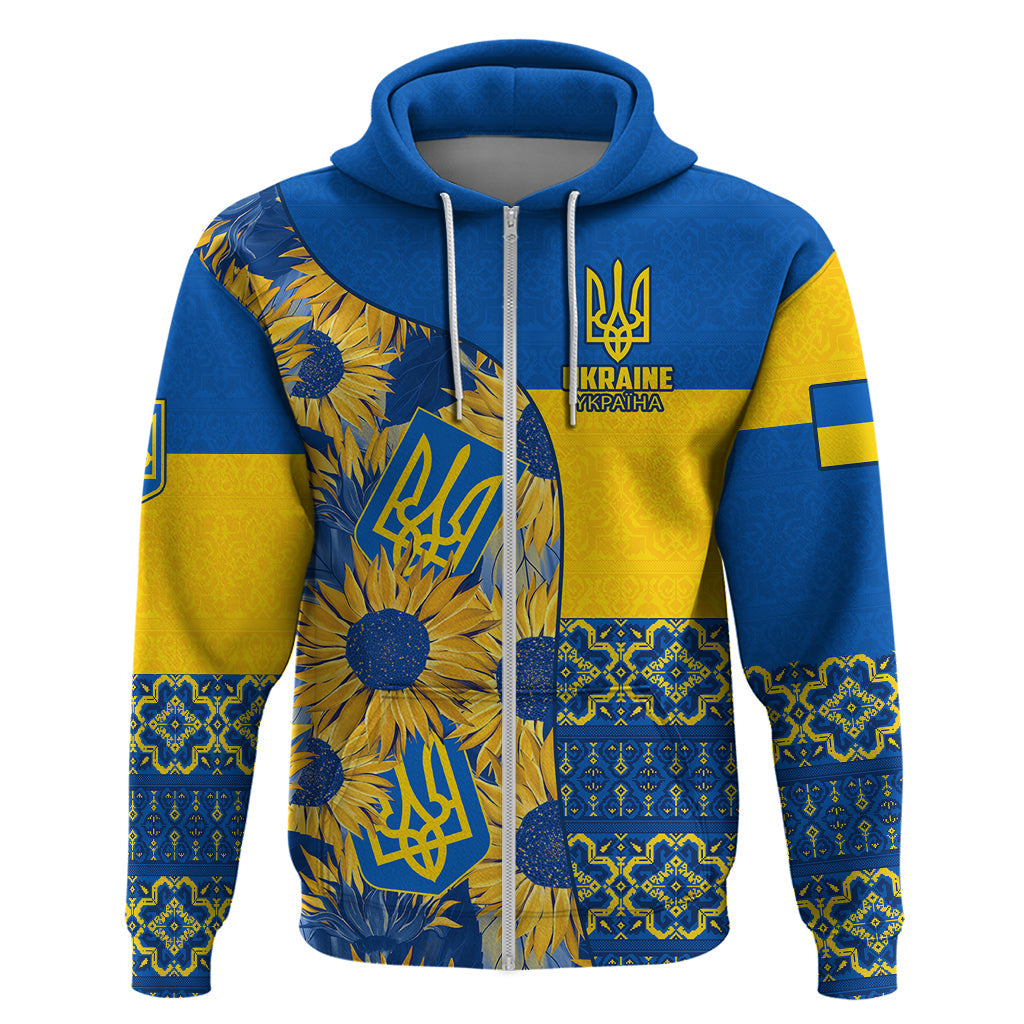 Personalised Ukraine Hoodie Ukrainian Coat of Arms and Folk Sunflower LT9