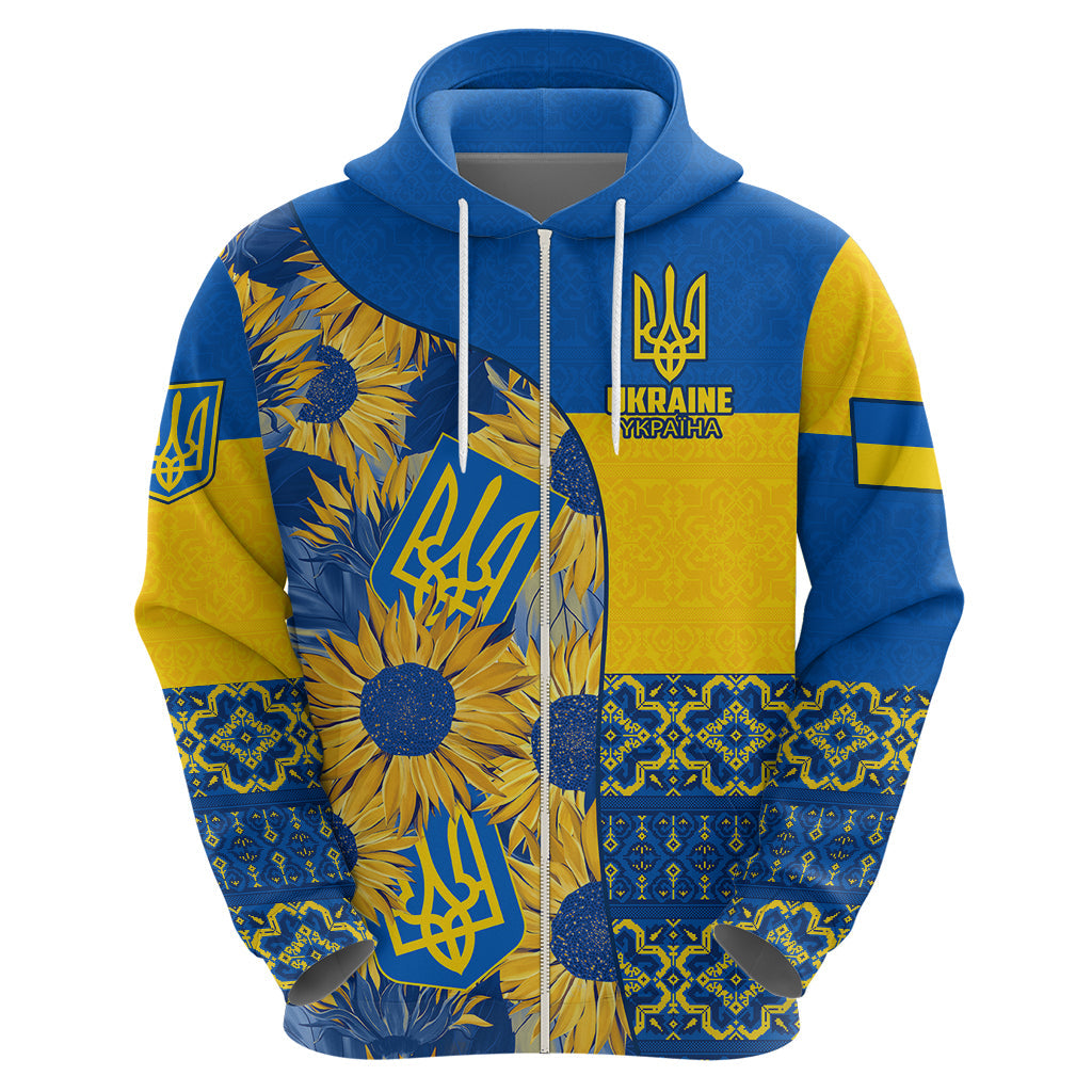 Personalised Ukraine Hoodie Ukrainian Coat of Arms and Folk Sunflower LT9