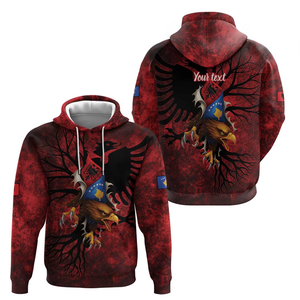 Personalized Kosova Albanian Roots Hoodie Kosova Albanian Eagle Flag LT9